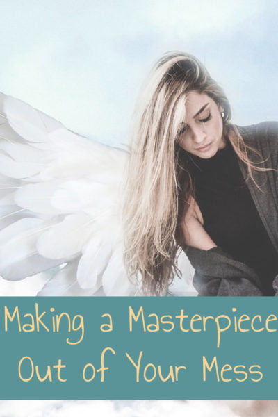 Girl with wings, making a masterpiece out of your mess