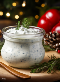image of blue cheese dressing in a jar